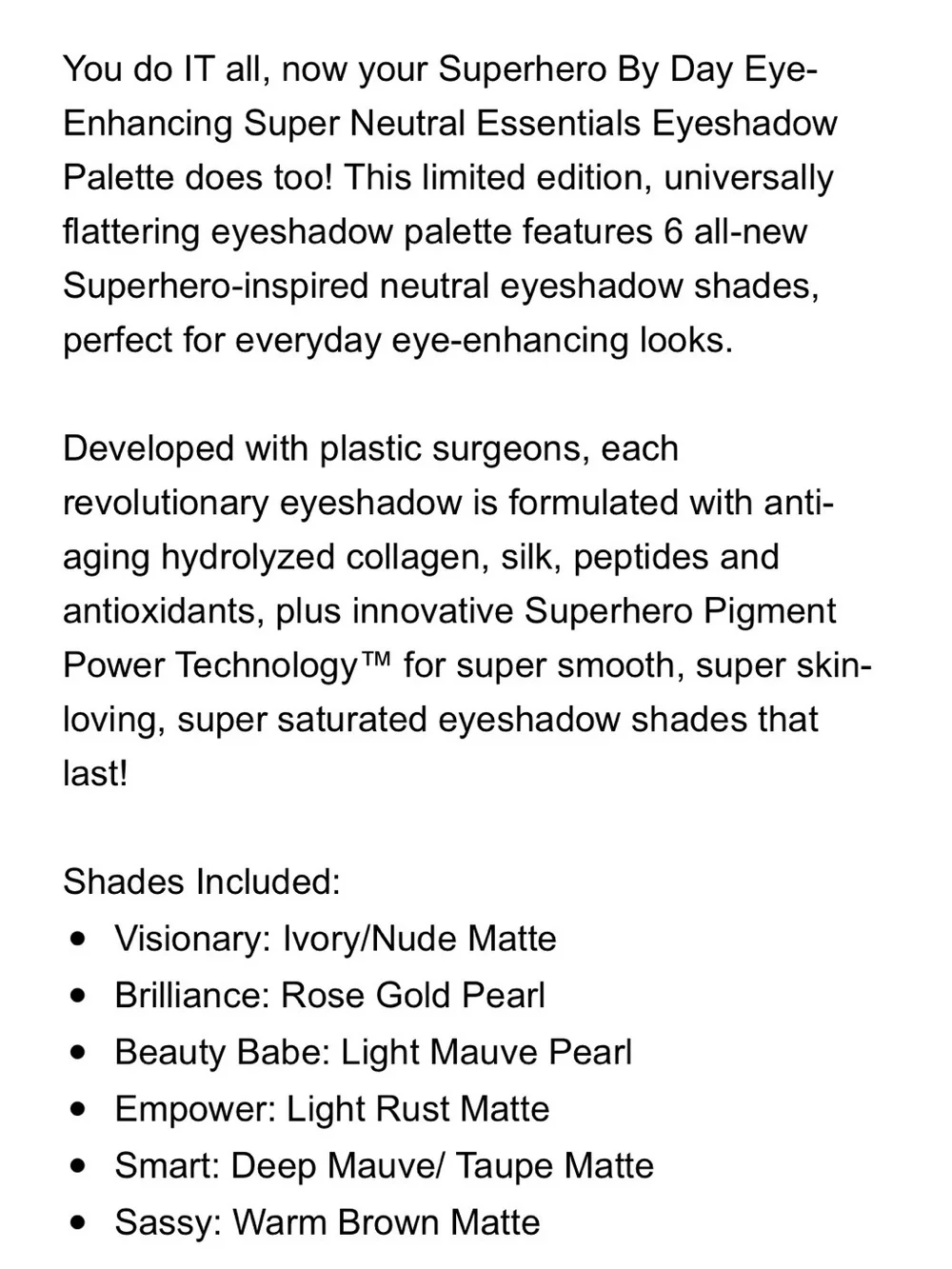 IT cosmetics Superhero by Day Eyeshadow Palette GUC